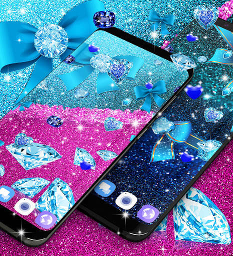 Blue glitter diamond wallpaper screenshot 4