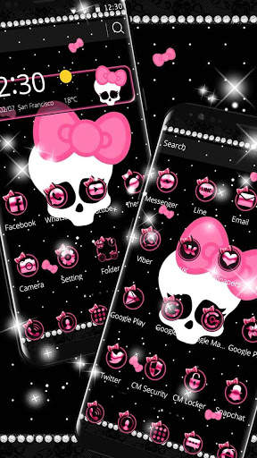 Pink Cute Skull Theme screenshot 3