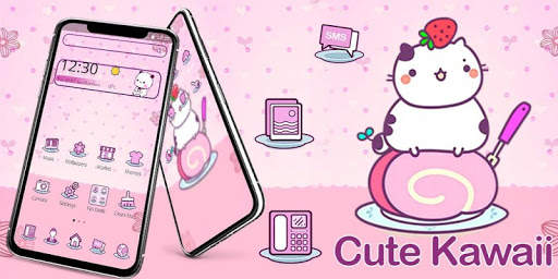 Cartoon Pink Dessert Kitten Theme 4 تصوير الشاشة