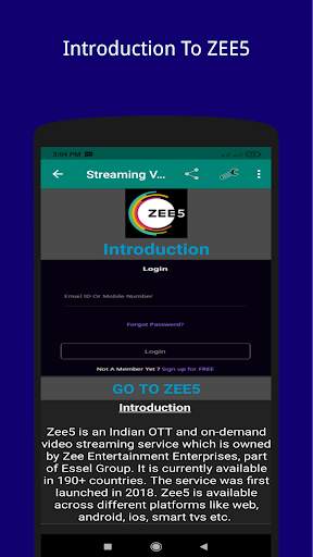 Streaming Video: For ZEE5 Streaming Manual screenshot 1