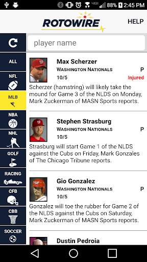 RotoWire News Center screenshot 1