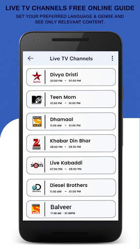 Live TV Channels Free Online Guide screenshot 1