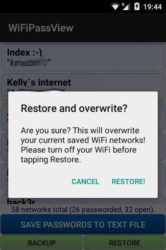 WiFi PassView password viewer screenshot 2