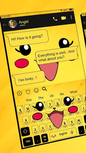 SMS Yellow Cartoon Keyboard Theme screenshot 1