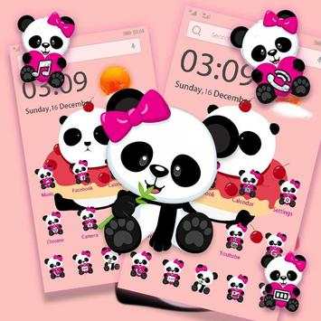 Free Pink Panda Cute wallpaper lock screen theme скриншот 1