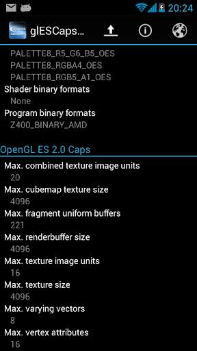 OpenGL ES CapsViewer screenshot 2