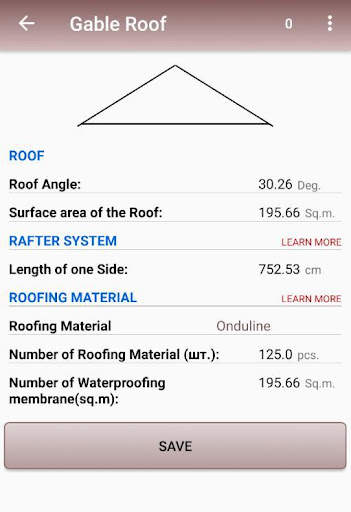 Calculation of roofs, of roof system, lathing screenshot 1