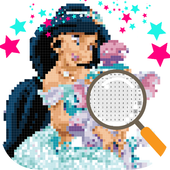 Coloring Princess and Pets By Number Game icon
