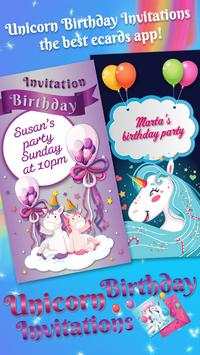 Unicorn Birthday Invitations screenshot 1