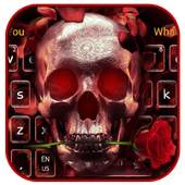 Red Rose Skull Keyboard Theme 10001001