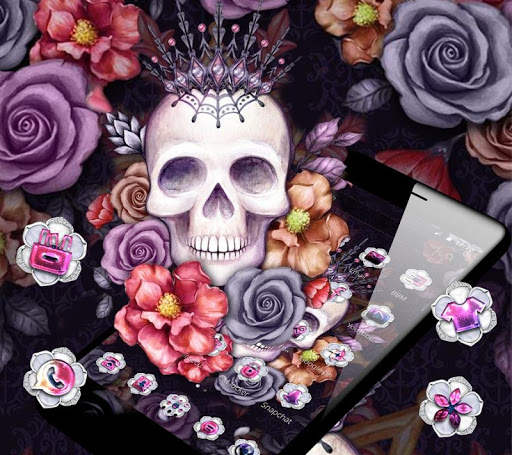 Colorful Flower Skull Fancy Theme 2 تصوير الشاشة