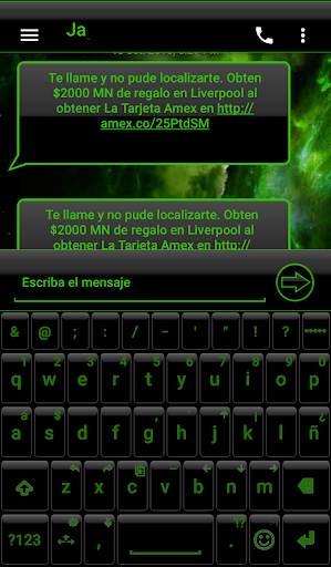 THEME EVOLVESMS SPACE GREEN screenshot 3