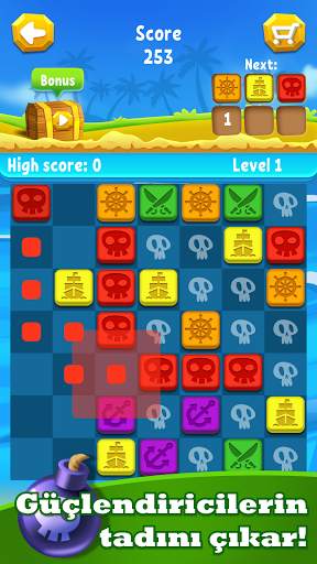 Pirate's Dice: 4 Bir Satır Oyun. Arka arkaya 4 screenshot 2