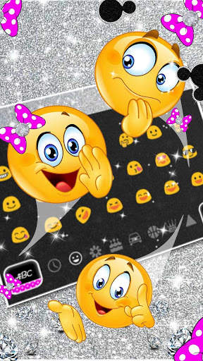 Shiny Silver Glitter Bow Keyboard theme screenshot 3
