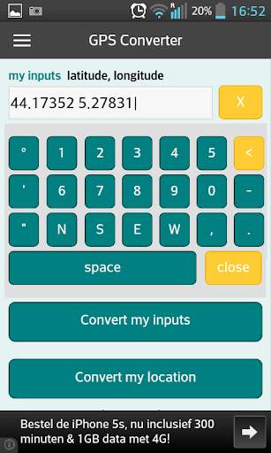 GPS coordinaten converter screenshot 2