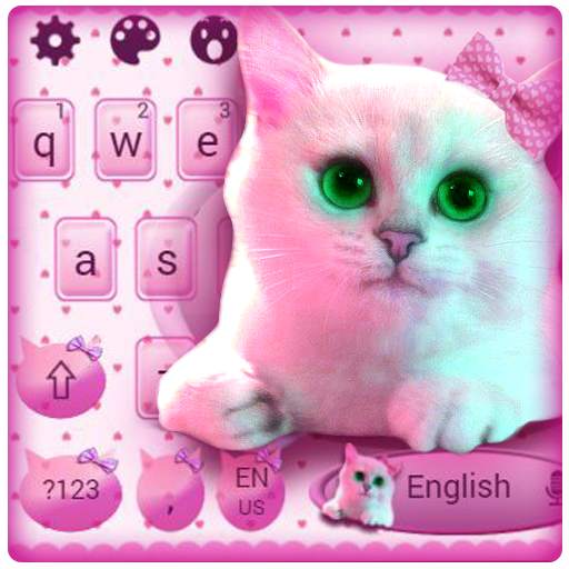 Cute Kitty Pink Bow Keyboard 10001002