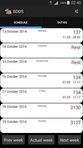 Bus Driver Duty Schedule Lite screenshot 1