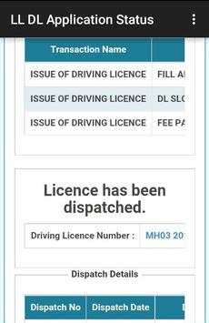 Learning Driving Licence Online Status screenshot 1