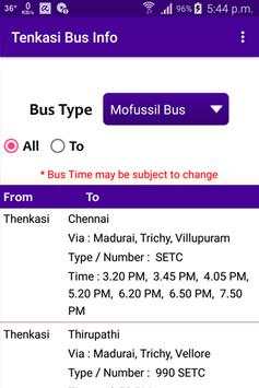 Tenkasi Bus Info screenshot 1