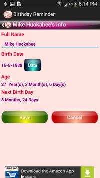 Birthday Reminder 6 تصوير الشاشة