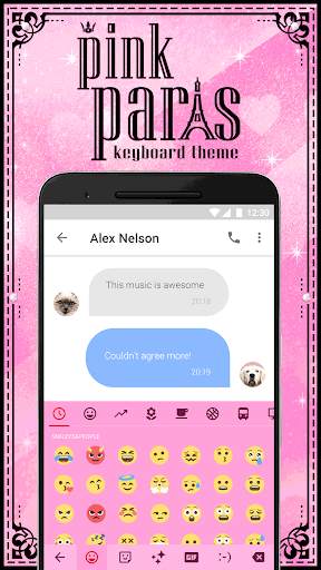 Pink Paris Love Emoji Keyboard Theme for Snapchat screenshot 1