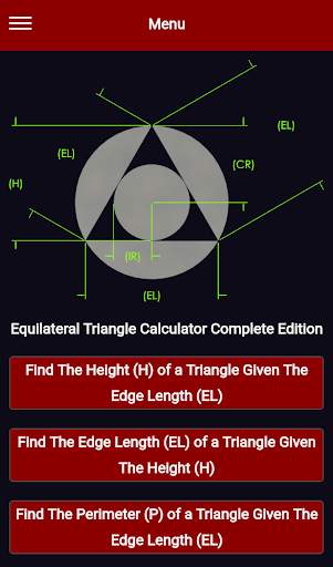 Equilateral Triangle Calculator Complete Edition screenshot 1