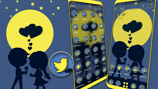 Yellow Moon Love Launcher Theme screenshot 1