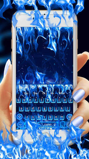 Blue Fire Flame Keyboard Theme screenshot 1