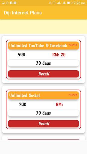 All Internet plans 2019 for Malay Sim screenshot 2
