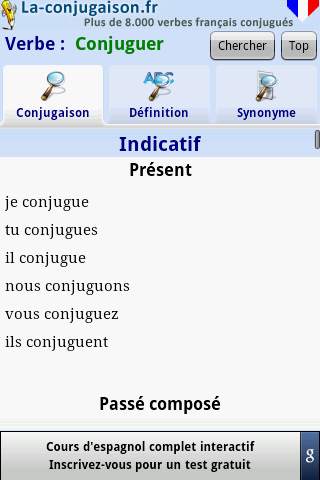 French verbs conjugation - Conjugator screenshot 2