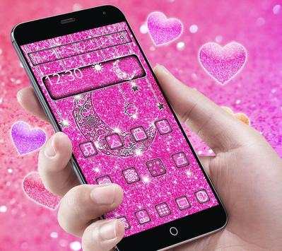 Pink glitter moon theme screenshot 1