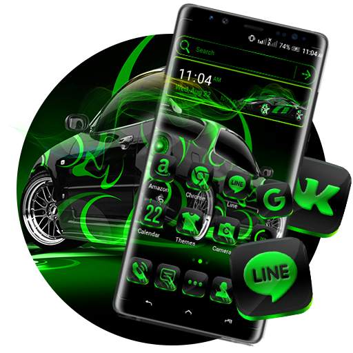 Neon Green Car Launcher Theme 4.3