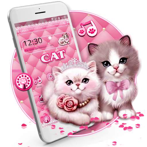Cute Pink Cat Couple Theme 1.1.2