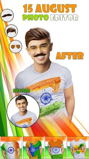 Indian Flag15 Aug Photo Editor - Faceflag Stickers 2 تصوير الشاشة