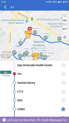 NUS NextBus screenshot 4