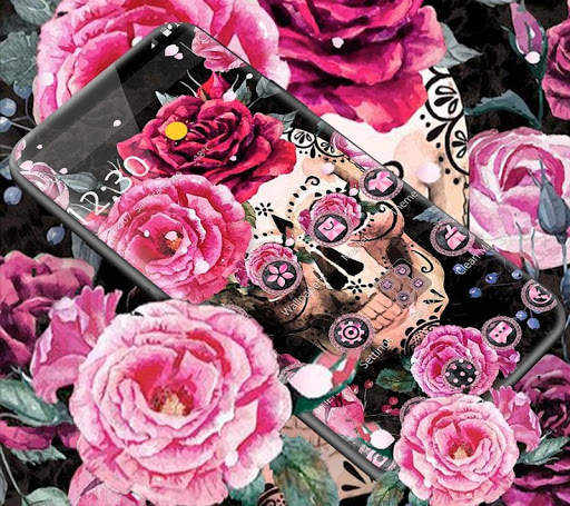Pink Rose Skeleton Romantic Theme 6 تصوير الشاشة