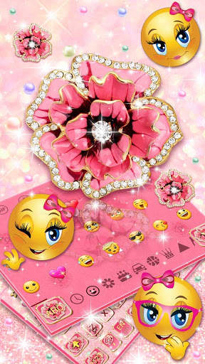 Pink Glitter Flower Keyboard screenshot 3