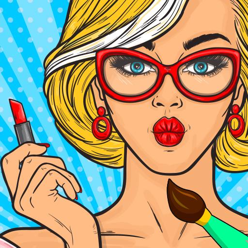 fashion girl coloring book-high school girls icon