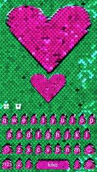 ثيم لوحة المفاتيح Sequin Pink Green Flip screenshot 1