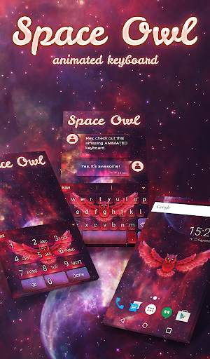 Space Owl Animated Keyboard   Live Wallpaper screenshot 1