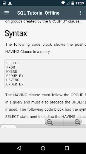 SQL Tutorial Offline screenshot 5