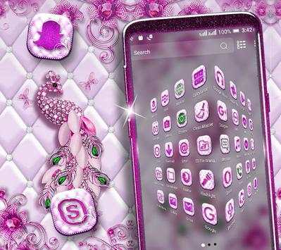 Pink Peacock Diamond Launcher Theme screenshot 2