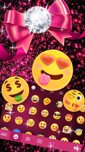 Diamond Butterfly Pink Keyboard Theme screenshot 3