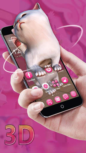 3D White Kitty Animation Theme With Live Wallpaper screenshot 2