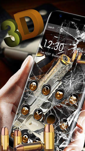Gun Broken Glass Screen Military Gravity Theme screenshot 2