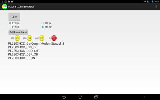 Prolific PL2303 Modem Status screenshot 2