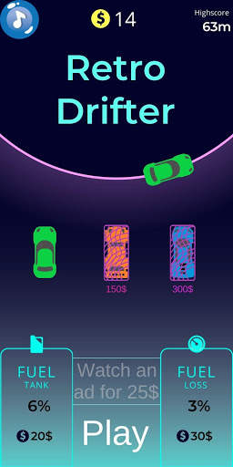 Retro Car Drifter - 2D स्क्रीनशॉट 1