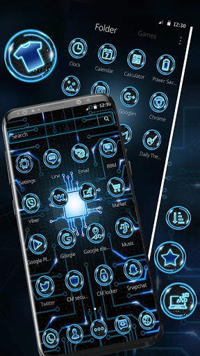 Blue circuit board theme screenshot 2