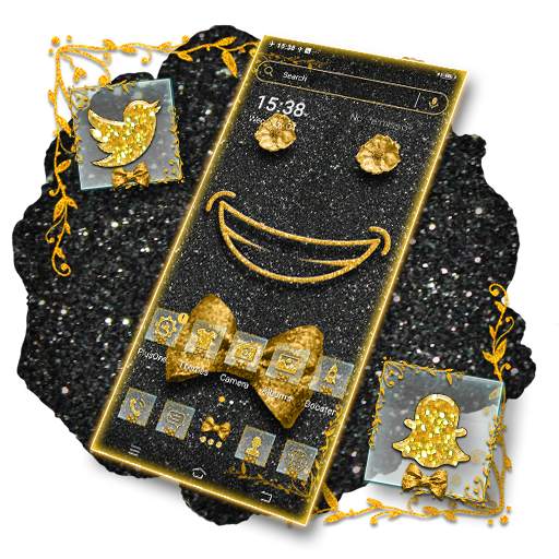 Golden Black Glitter Theme Launcher 1.0.1