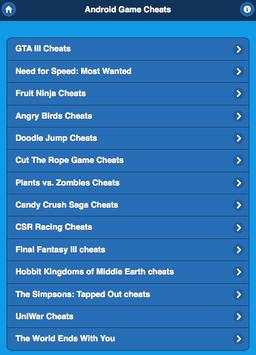 Mobile Game Cheat Codes - 2015 screenshot 1